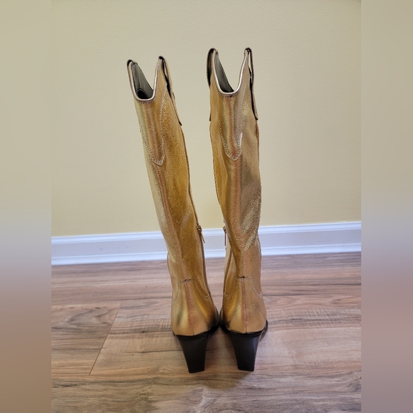 Marc Fisher LTD, Nalita Pointed Toe Western Boot, gold, size US 8.5 - Picture 7 of 13
